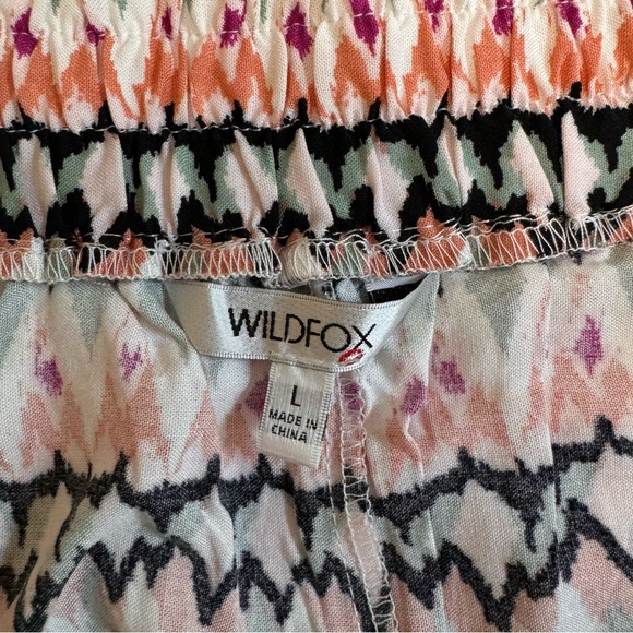 Wildfox Geo Print Pull-On Shorts Front Patch Pockets Orange Multi L - Picture 9 of 13